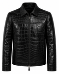 RASHA Croc-Embossed Leather Jacket