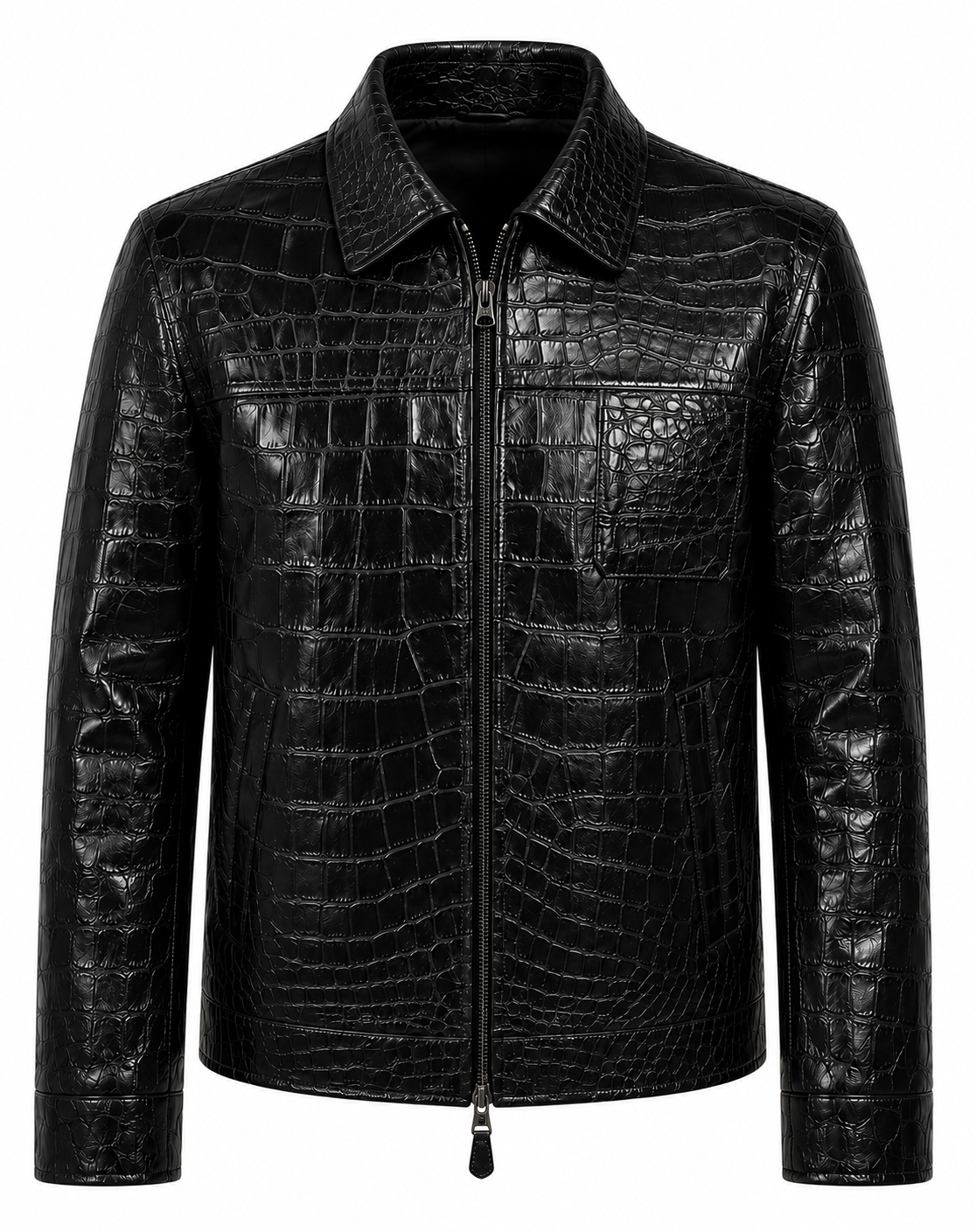RASHA Croc-Embossed Leather Jacket